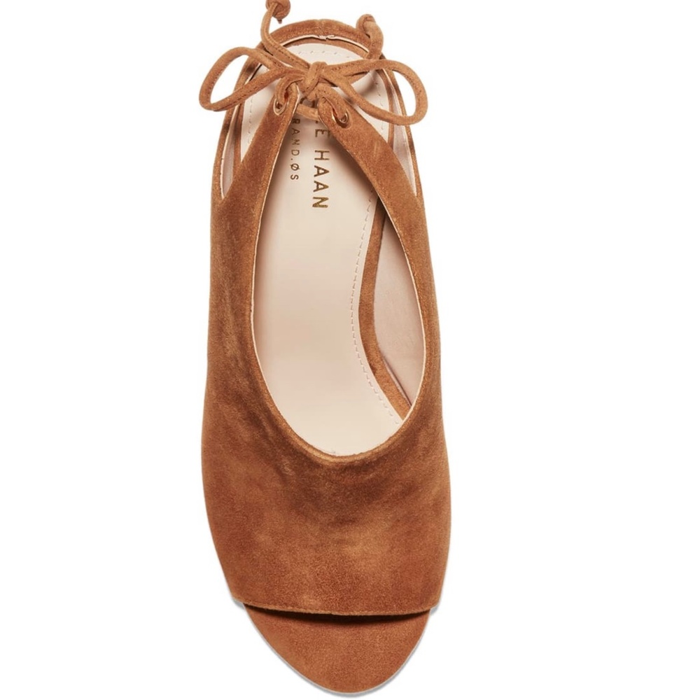 Cole Haan Emmett Ch British Tan Brown Suede Pumps Sandal Stiletto Heel Shoes - Picture 7 of 15